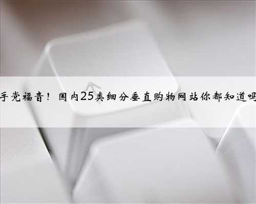 剁手党福音！国内25类细分垂直购物网站你都知道吗？